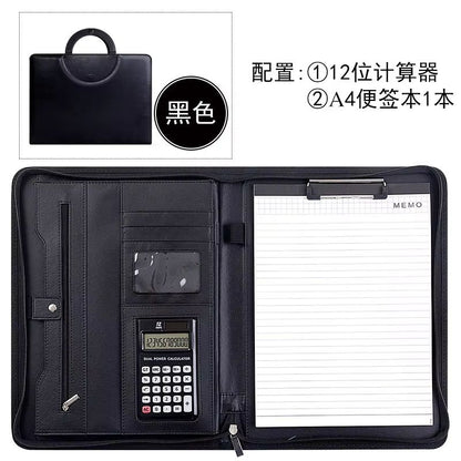 Leather Business File Folder With Calculator  A4 Document Holder  Multifunctional Office Organizer 7