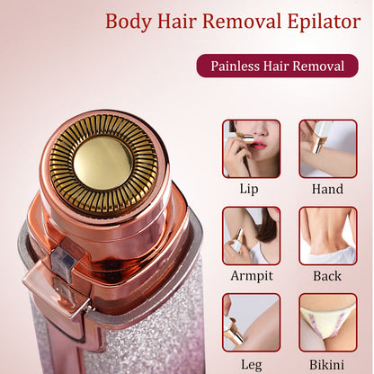 Electric Facial Hair Remover for Women, Rechargeable 2-in-1 Epilator & Eyebrow Trimmer, Portable & Painless
