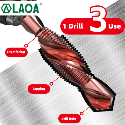 LAOA 16Pcs Cobalt HSS Tap Drill Bit Set Hex Shank Screw Thread Bits M3M10 For Machine  Hand Use 3