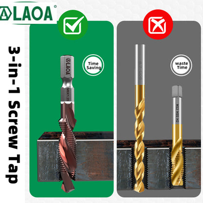 LAOA 16Pcs Cobalt HSS Tap Drill Bit Set Hex Shank Screw Thread Bits M3M10 For Machine  Hand Use 5