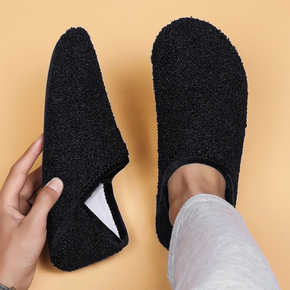 Mens Indoor Slippers Soft Sole Non Slip Lightweight Cotton Fleece Shoes 1