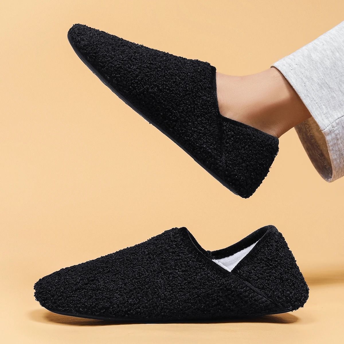 Mens Indoor Slippers Soft Sole Non Slip Lightweight Cotton Fleece Shoes 2