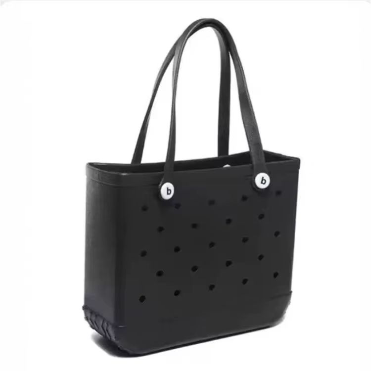 Womens EVA Waterproof Beach Tote Bag  Large Capacity Travel Shopping  Storage Handbag In Solid Colo 11