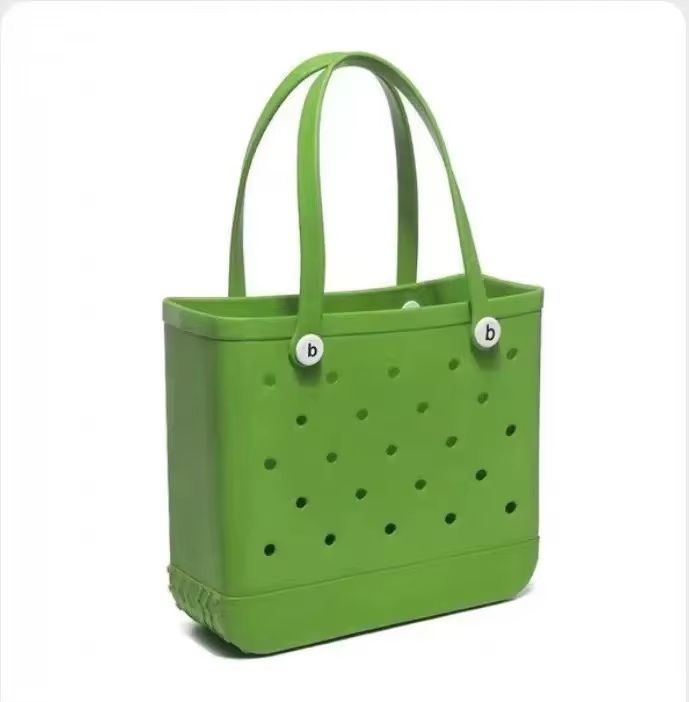 Womens EVA Waterproof Beach Tote Bag  Large Capacity Travel Shopping  Storage Handbag In Solid Colo 15