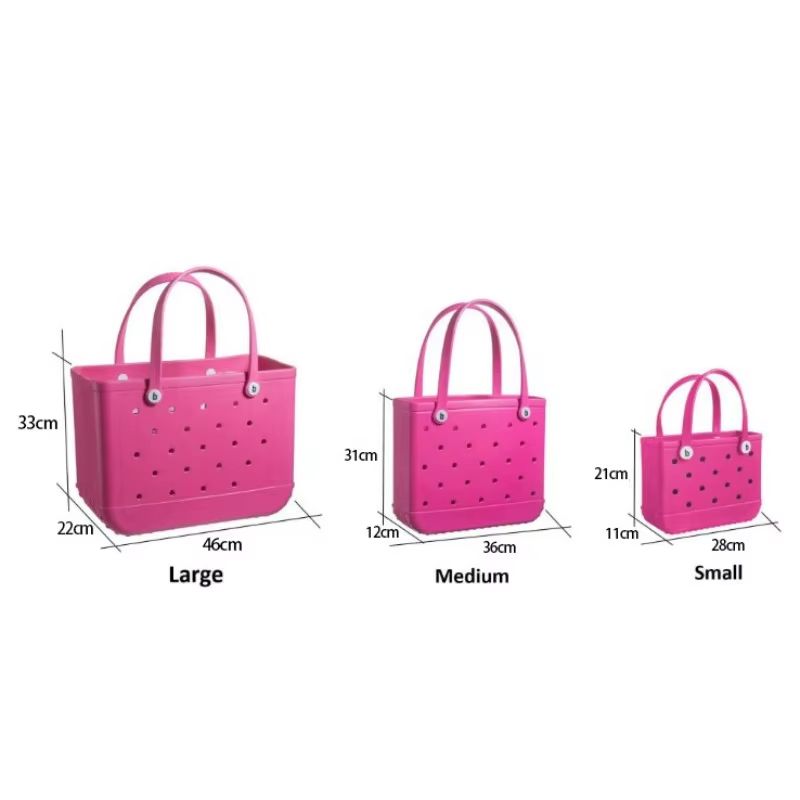 Womens EVA Waterproof Beach Tote Bag  Large Capacity Travel Shopping  Storage Handbag In Solid Colo 4