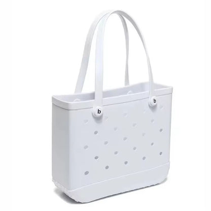 Womens EVA Waterproof Beach Tote Bag  Large Capacity Travel Shopping  Storage Handbag In Solid Colo 8