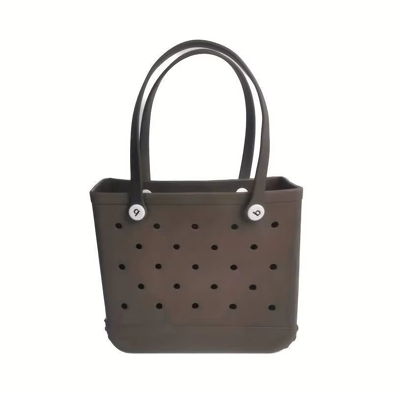 Womens EVA Waterproof Beach Tote Bag  Large Capacity Travel Shopping  Storage Handbag In Solid Colo 16