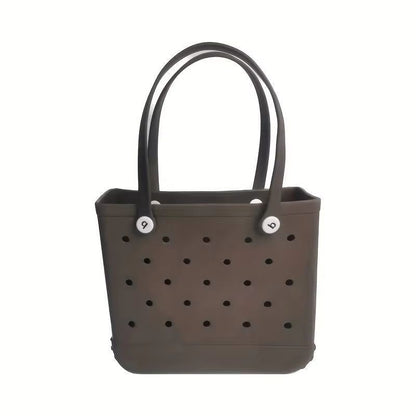Womens EVA Waterproof Beach Tote Bag  Large Capacity Travel Shopping  Storage Handbag In Solid Colo 16