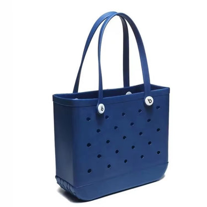 Womens EVA Waterproof Beach Tote Bag  Large Capacity Travel Shopping  Storage Handbag In Solid Colo 18
