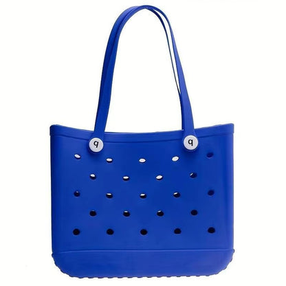 Womens EVA Waterproof Beach Tote Bag  Large Capacity Travel Shopping  Storage Handbag In Solid Colo 19