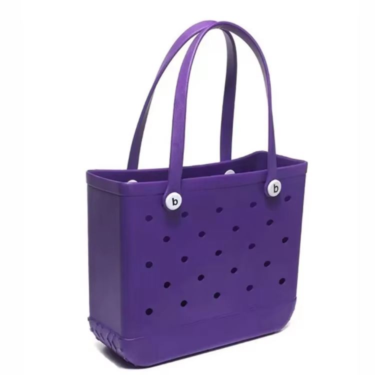 Womens EVA Waterproof Beach Tote Bag  Large Capacity Travel Shopping  Storage Handbag In Solid Colo 20