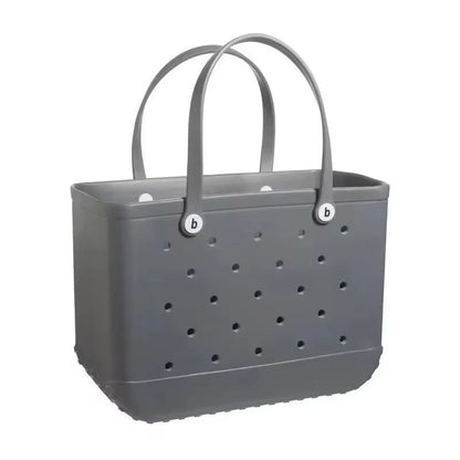 Womens EVA Waterproof Beach Tote Bag  Large Capacity Travel Shopping  Storage Handbag In Solid Colo 21