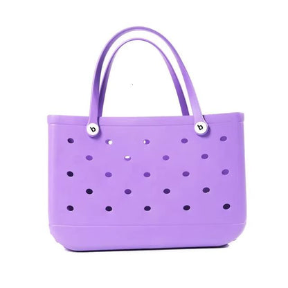 Womens EVA Waterproof Beach Tote Bag  Large Capacity Travel Shopping  Storage Handbag In Solid Colo 24