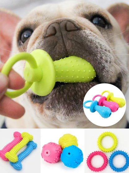 Indestructible Dog Toy for Small Dogs, Teeth Cleaning Chew Toy for Puppie, Durable Rubber Training Teething Pet Supplies
