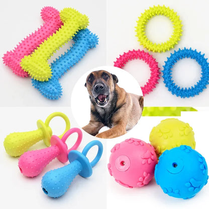 Indestructible Dog Toy for Small Dogs, Teeth Cleaning Chew Toy for Puppie, Durable Rubber Training Teething Pet Supplies