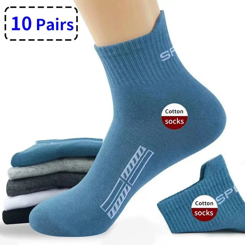 Mens Casual Socks High Quality Cotton Breathable Running Sports Sox Spring Autumn Male Socks Plus Size Gift Pack