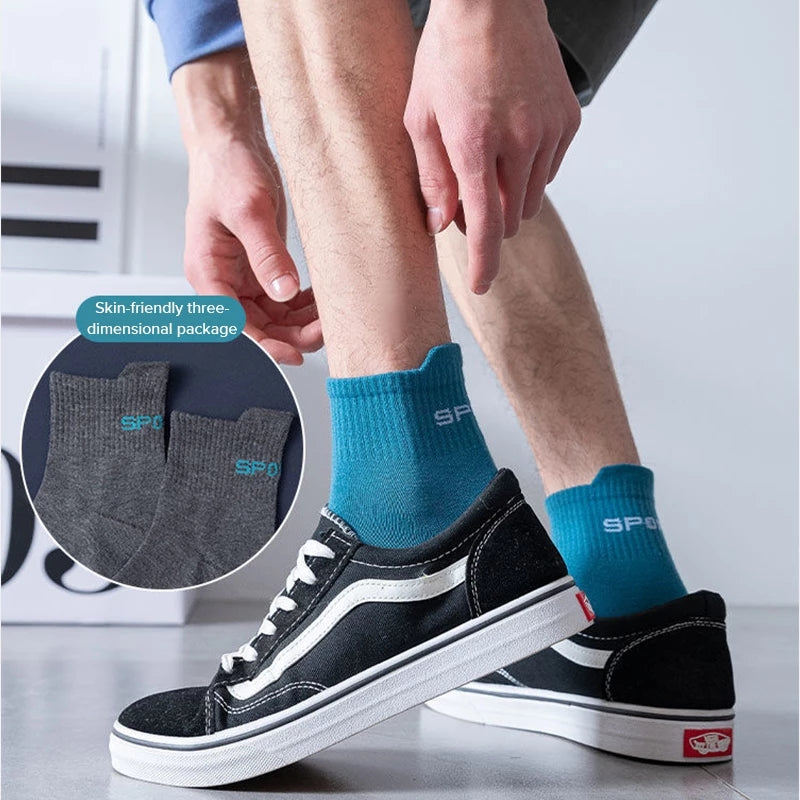 Mens Casual Socks High Quality Cotton Breathable Running Sports Sox Spring Autumn Male Socks Plus S 3