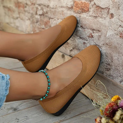 Womens Knitted Sock Sneakers Lightweight Slip On Flat Shoes 2