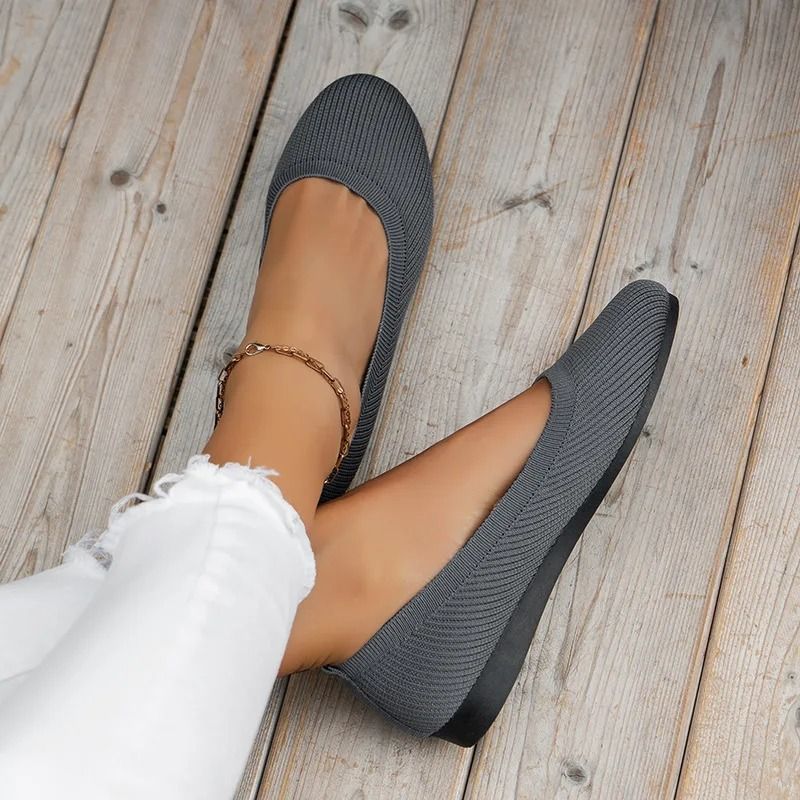 Womens Knitted Sock Sneakers Lightweight Slip On Flat Shoes 4