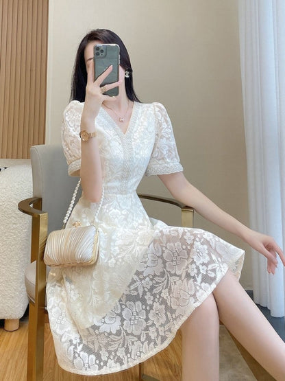 Formal Occasion White Elegant Woman Dress Midi, Birthday Dresses for Women, Luxury Beautiful High Quality Outfits