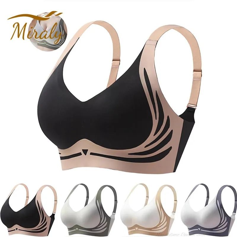 Seamless Push Up Wireless Bra Full Coverage Adjustable Anti Sagging