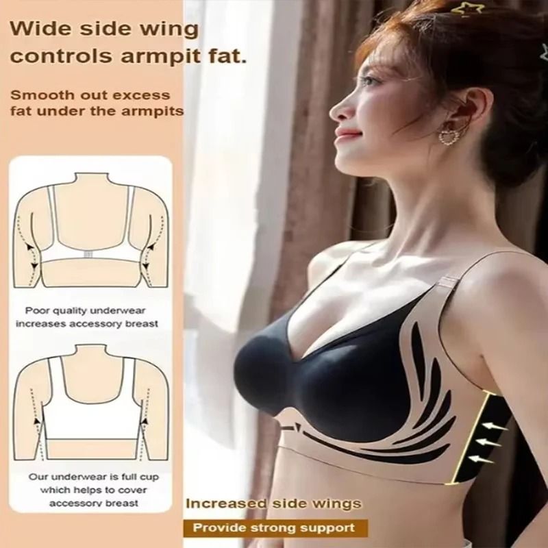 Seamless Push Up Wireless Bra Full Coverage Adjustable Anti Sagging 3