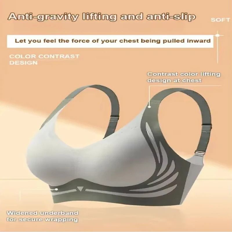 Seamless Push Up Wireless Bra Full Coverage Adjustable Anti Sagging 5