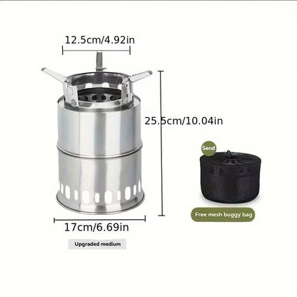 Portable Stainless Steel Wood  Charcoal Burner  Compact Camping Stove With Ventilated Design For Ou 7