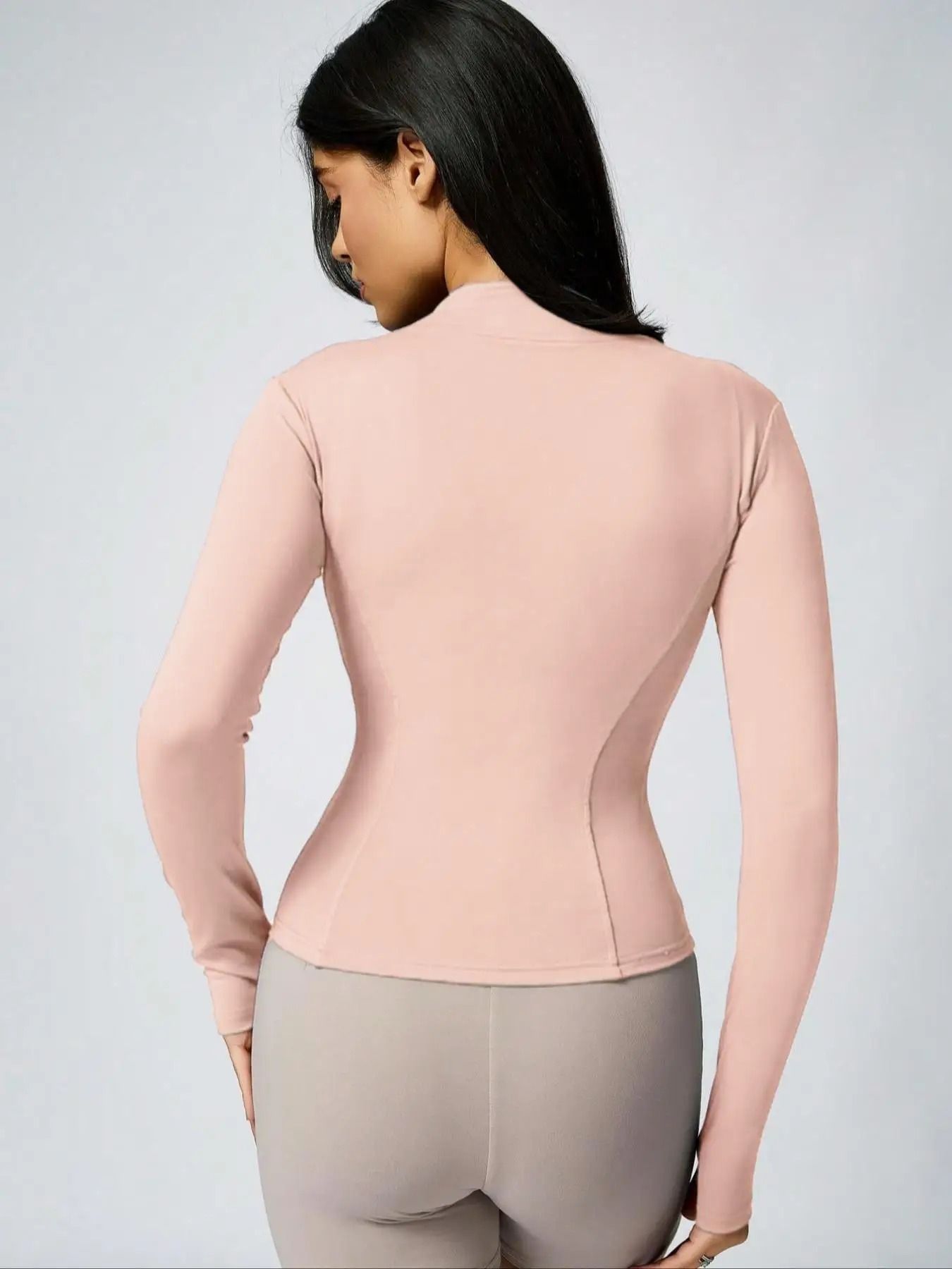 Womens Slim Fit Quick Dry Workout Jacket Full Zip Long Sleeve 5