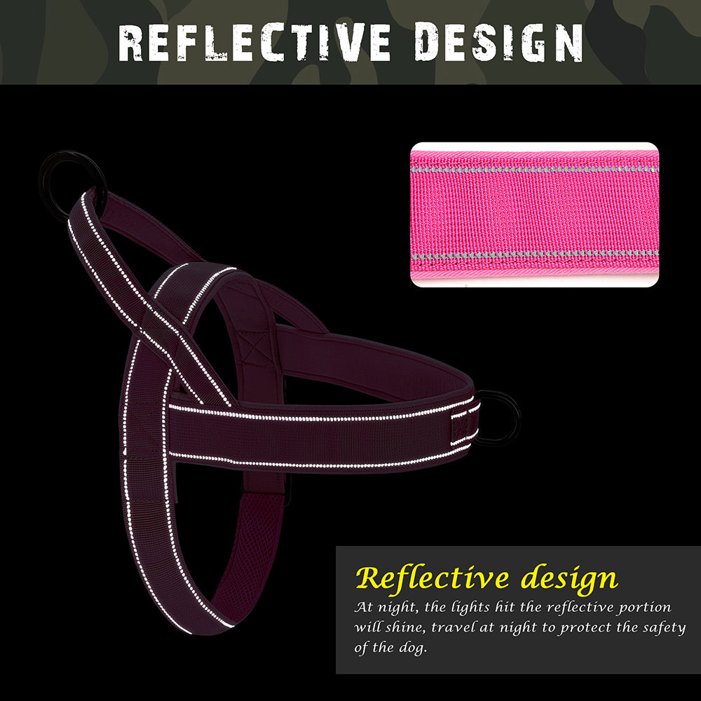 Reflective No Pull Nylon Dog Harness, Adjustable Pet Walking, Training Vest for Medium, Large Dogs