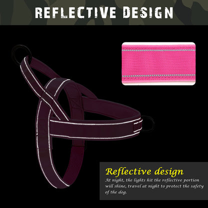 Reflective No Pull Nylon Dog Harness, Adjustable Pet Walking, Training Vest for Medium, Large Dogs