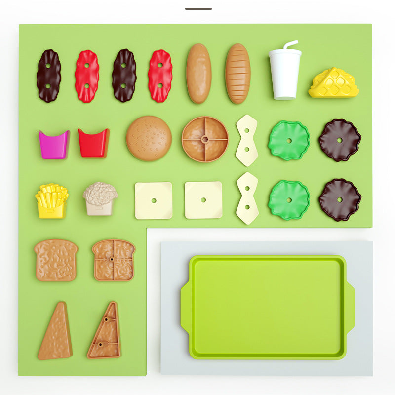 Kids Mini Simulation Food Kitchen Toys Set Pretend Play Cooking Toys Gifts Hamburger Fries Sandwich 3
