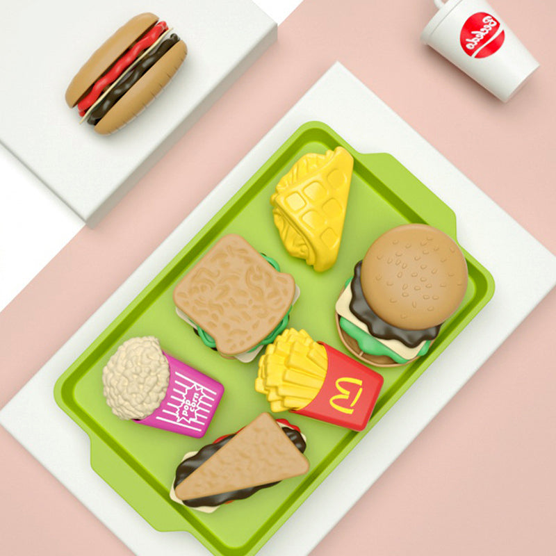 Kids Mini Simulation Food Kitchen Toys Set Pretend Play Cooking Toys Gifts Hamburger Fries Sandwich 4