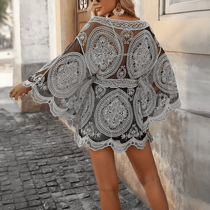 Womens Lace Beach Cover Up Summer Hollow Out Swimwear Dress 1