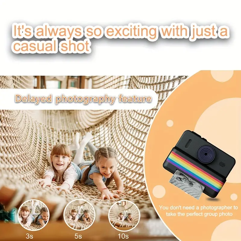 Instant Print Camera For Kids Portable Thermal Mini Printer With 28inch HD Video Digital Children P 5
