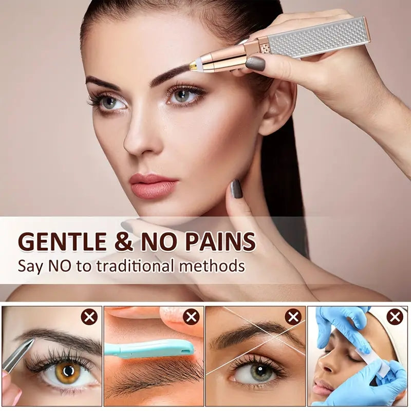 Painless Eyebrow Razor  Hair Shaver With LED Light Rechargeable 2in1 Facial Hair Trimmer For Women  3