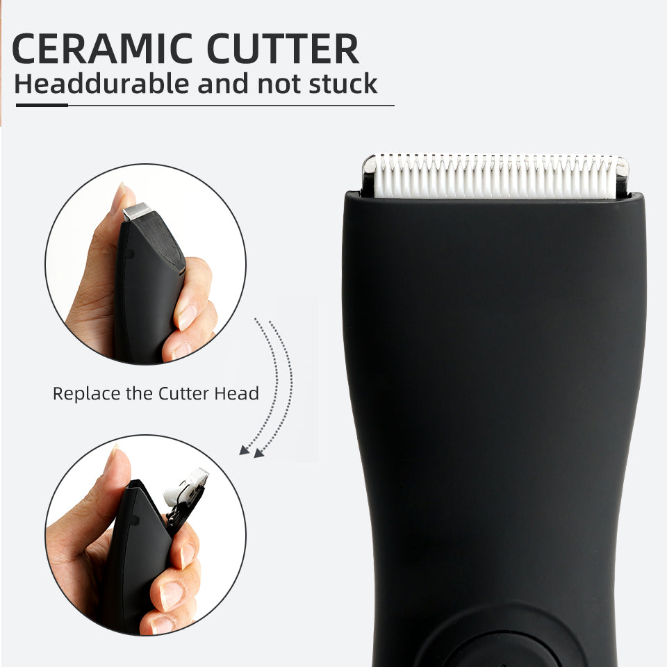 Mens Body Hair Trimmer for Balls & Groin, Womens Bikini Shaver, Painless Hair Removal for Beard, Arms