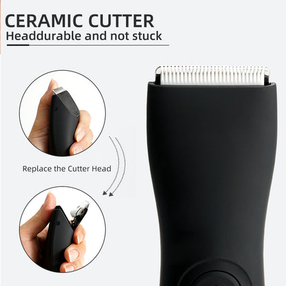Mens Body Hair Trimmer for Balls & Groin, Womens Bikini Shaver, Painless Hair Removal for Beard, Arms
