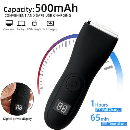 Mens Body Hair Trimmer for Balls & Groin, Womens Bikini Shaver, Painless Hair Removal for Beard, Arms