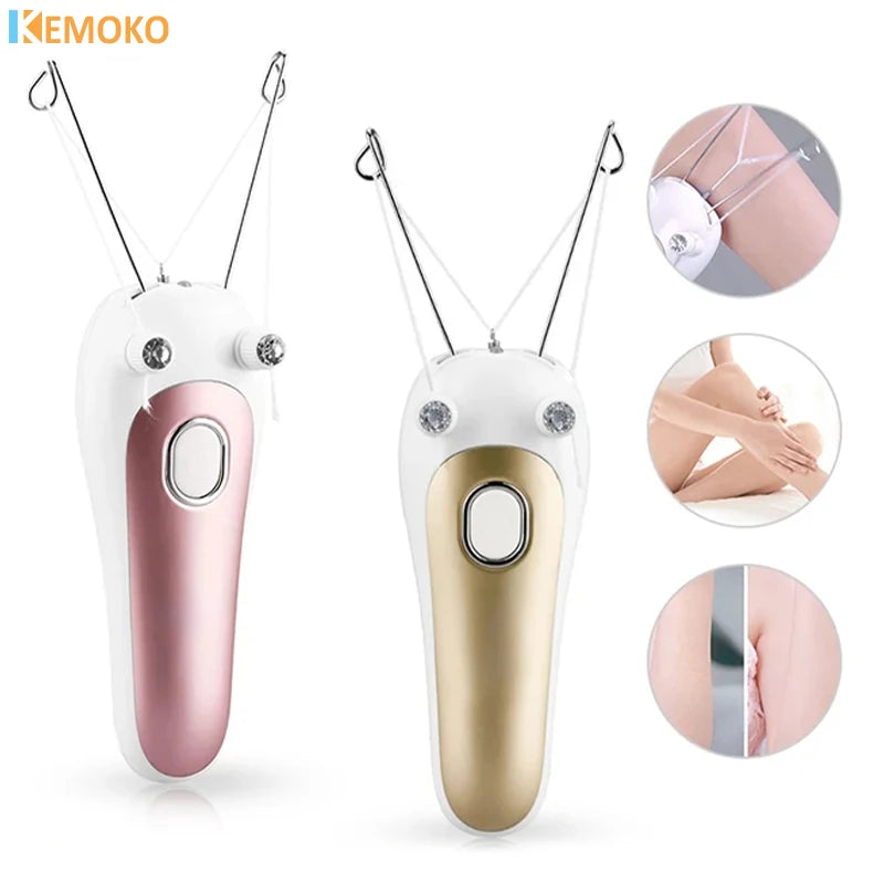 Electric Hair Epilator for Women, Facial & Body Hair Remover, Cotton Thread Defeatherer, Depilator & Face Razor