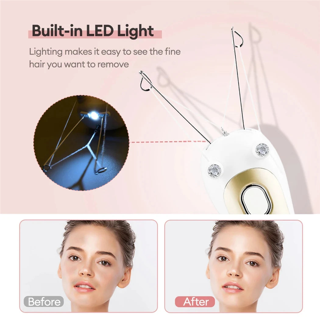 Electric Hair Epilator for Women, Facial & Body Hair Remover, Cotton Thread Defeatherer, Depilator & Face Razor