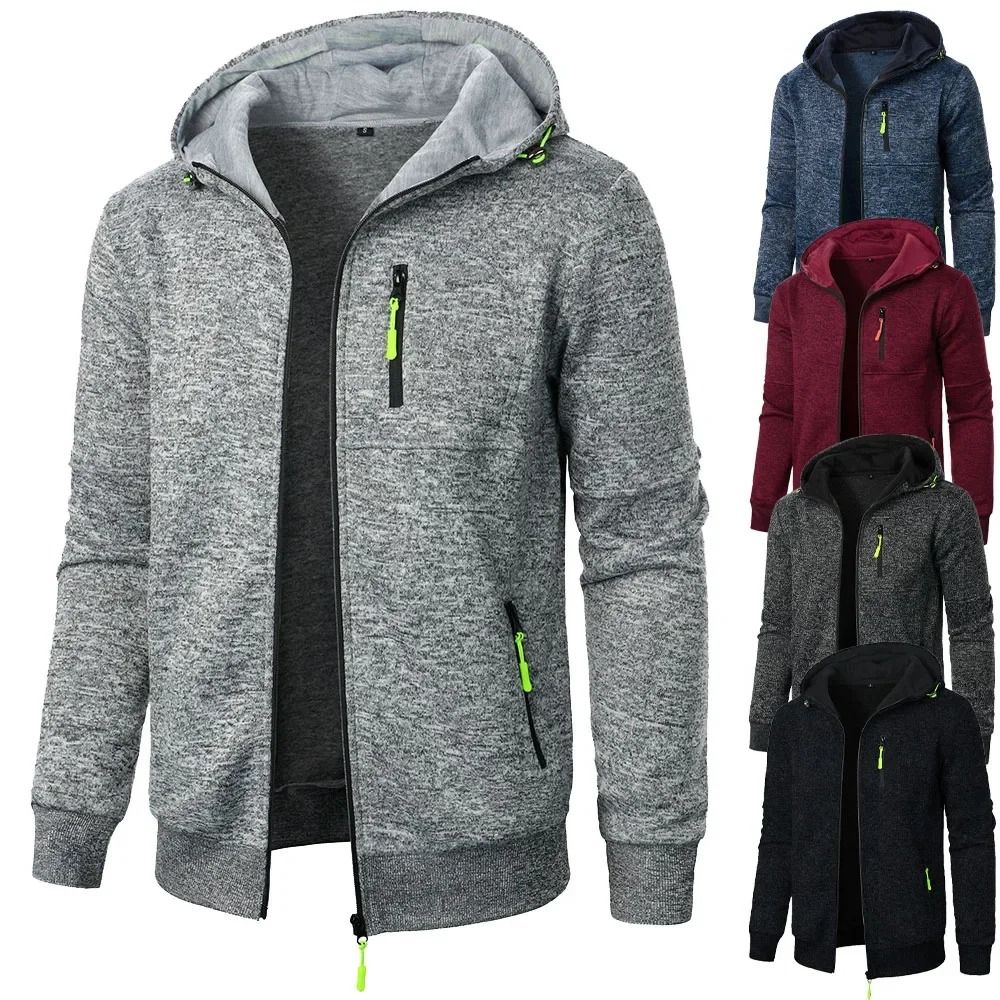 Mens Casual Slim Fit Hoodie Lightweight Sportswear Jacket