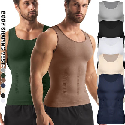 Mens Compression Shaper Vest Slim Fit Tummy Control Sleeveless Top 1