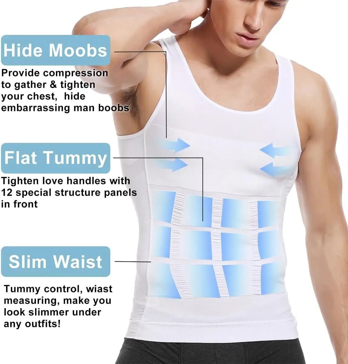 Mens Compression Shaper Vest Slim Fit Tummy Control Sleeveless Top 3