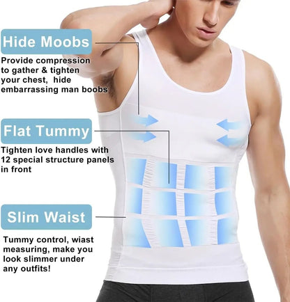 Mens Compression Shaper Vest Slim Fit Tummy Control Sleeveless Top 3