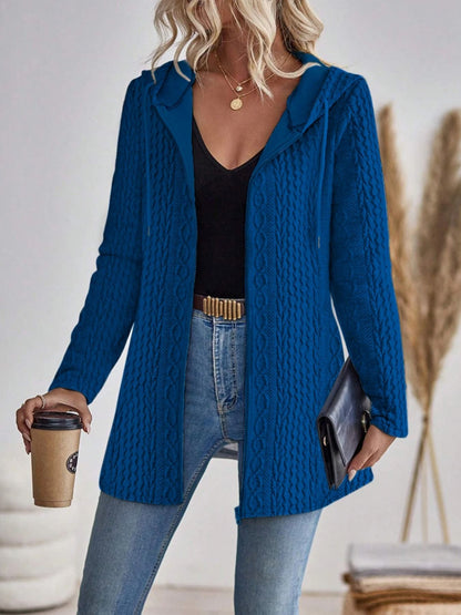 Womens Solid Color Hooded Zip Sweatshirt Casual Loose Fit Jacket 5