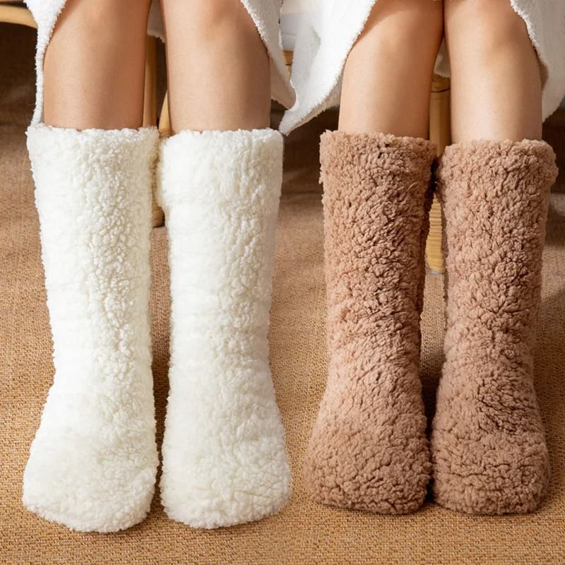 Womens Thickened Winter Thermal Velvet Non Slip Slipper Socks
