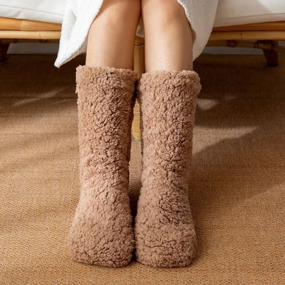 Womens Thickened Winter Thermal Velvet Non Slip Slipper Socks 5