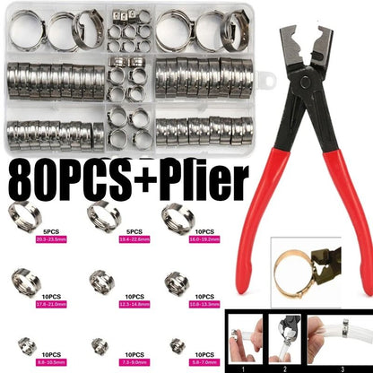 Stainless Steel Hose Clamp Set With Pliers For Secure And Leakproof Connections 10