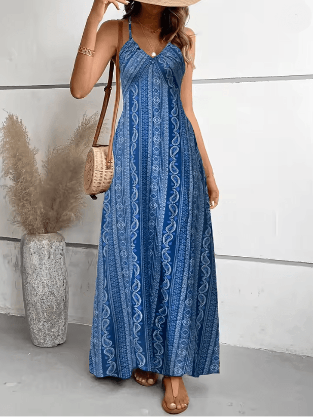 Boho Summer Backless Split Thigh Maxi Dress 2